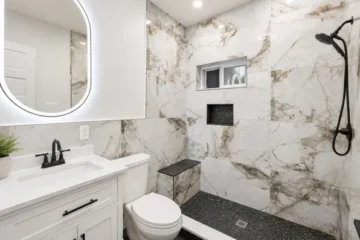 Renovated marble bathroom at 282 Ackerman Ave, Clifton NJ
