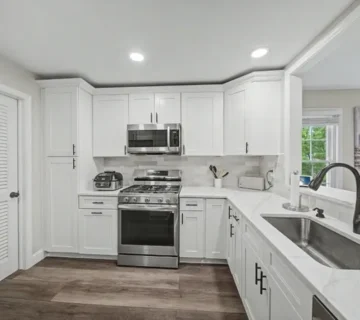 Renovated kitchen with quartz countertops at 3 Juniper Ct #125, Clifton NJ