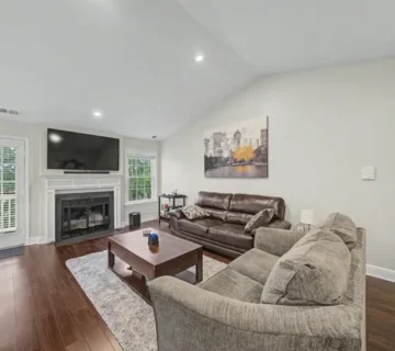 Living room with fireplace at 3 Juniper Ct #125, Clifton NJ